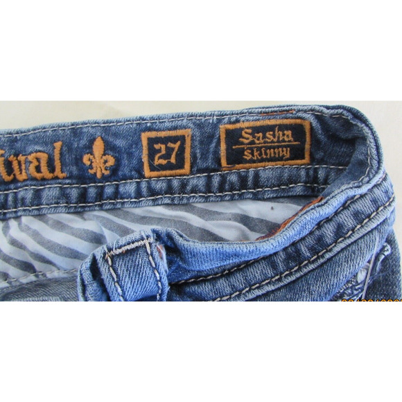 Rock Revival Easy Ankle Sasha Skinny Jeans Womens 27 Low Flap Pocket Bling - Picture 6 of 12